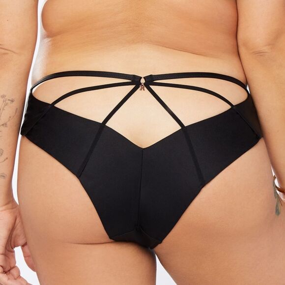 Savage X Fenty Savage Not Sorry Open Back Strappy Brazilian Black Caviar Large - Picture 3 of 6